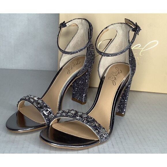 Jewel Badgley Mischka Cleo Women's 8M smoke glitter heels - New - Picture 7 of 8